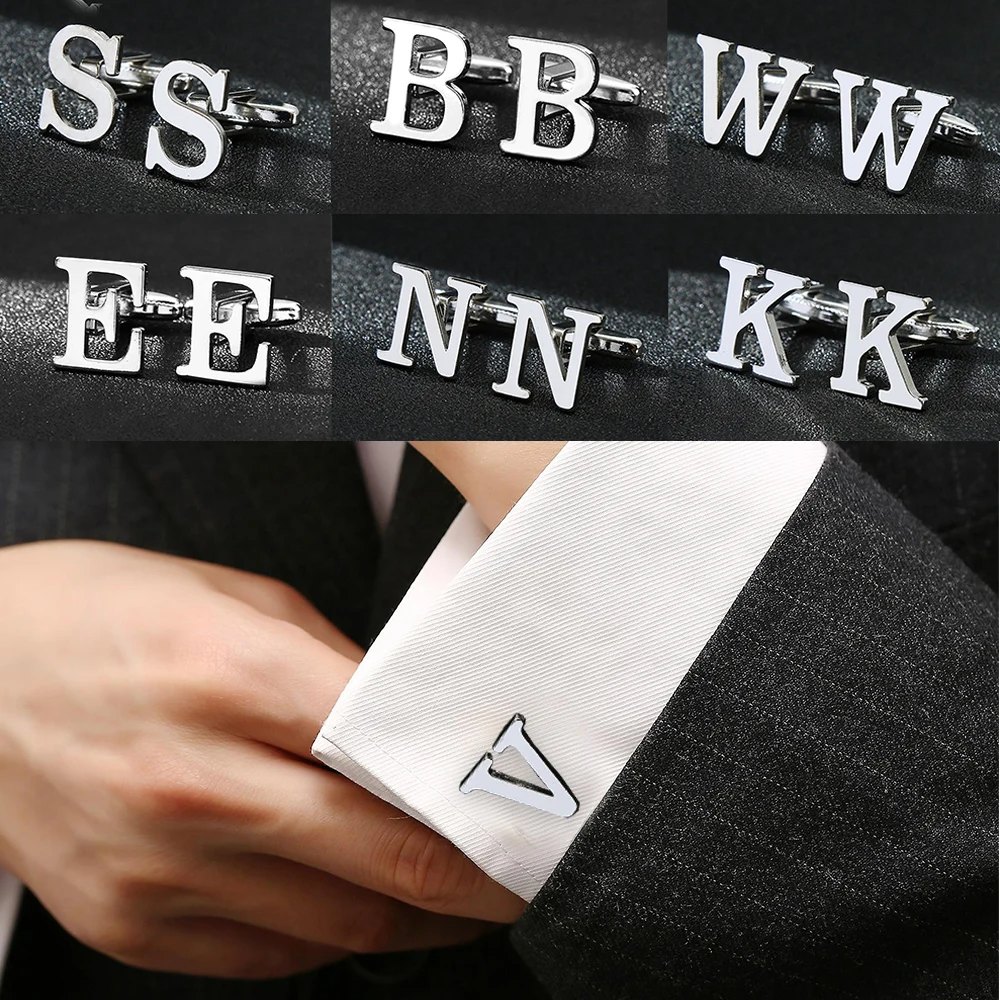 

Cufflinks For Mens Luxury Personalized A-Z Letter Suit Shirt Button Clothes Accessories Wedding Groomsmen Gifts Cuff Links