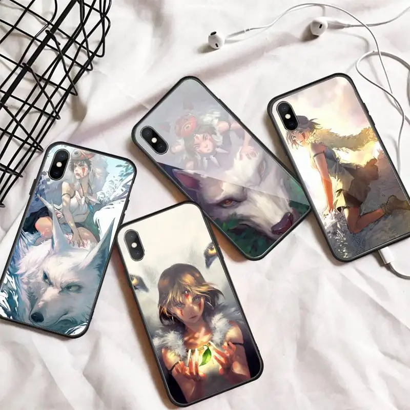 

Princess Mononoke Miyazaki anime Phone Case Tempered glass For iphone 11 12 13 PRO MAX mini 6 7 8 plus X XS XR