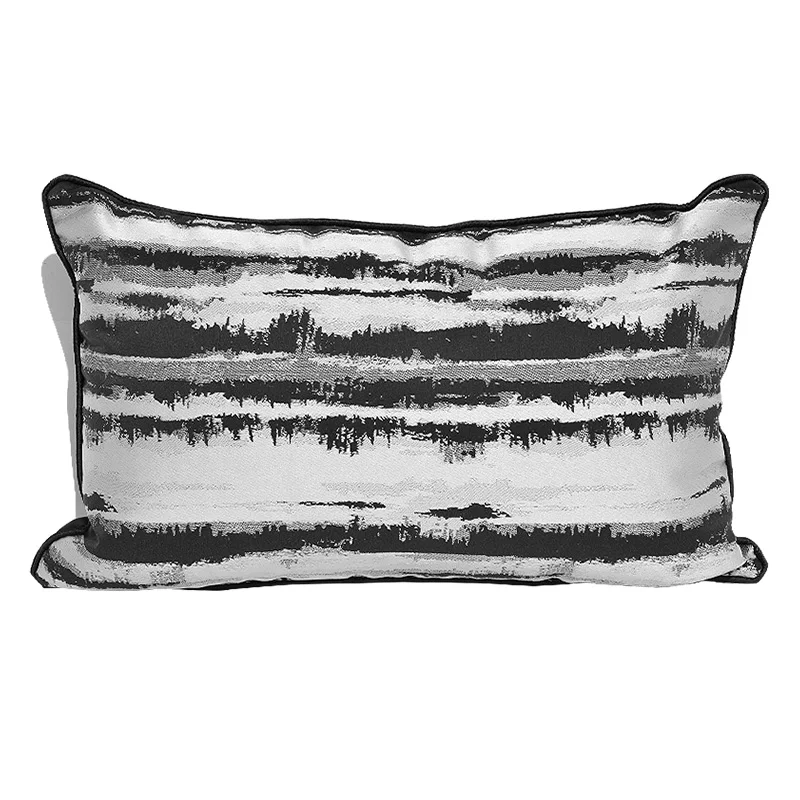 

DUNXDECO White Black Art Cushion Cover Decorative Pillow Case Vintage Classical Abstract Geometric Jacquard Sofa Chair Coussin