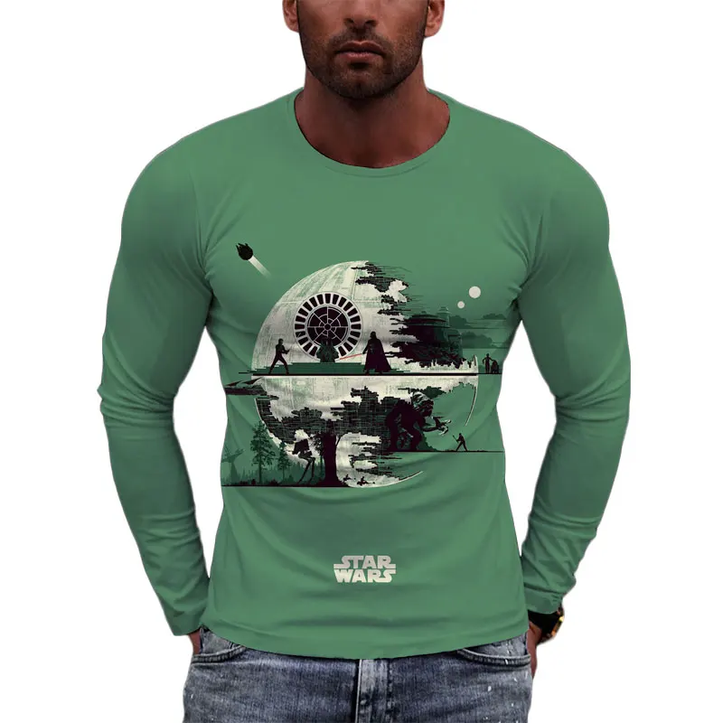 

Футболка оверсайз с длинным рукавом для мужчин и женщин, модная рубашка с принтом 3D из «Звездных Войн», топ, весна-лето