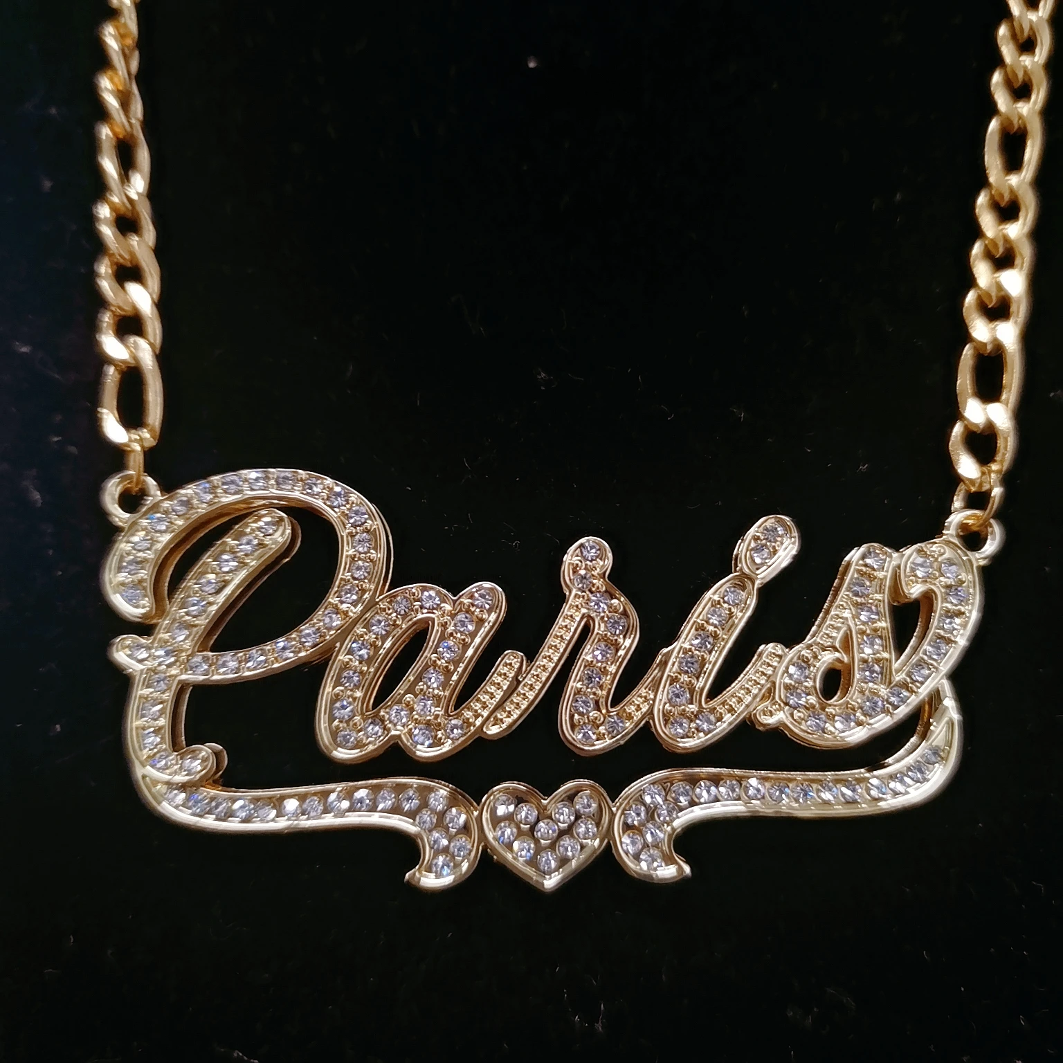 Personalized Name Necklace Custom Double Gold Plated 3D Nameplate Diamond Choker Pendant Fashion Jewelry For Women