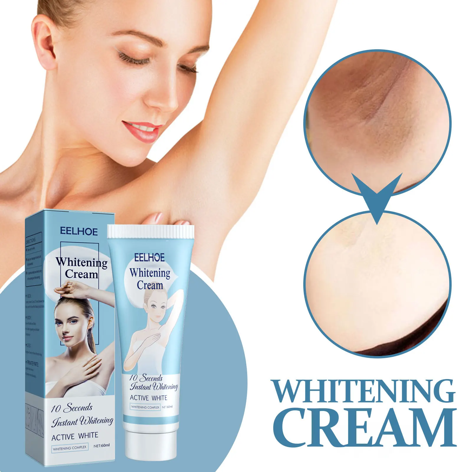 

Body Underarm Whitening Cream Remove Melanin Intimate Area Legs Knees Private Parts Buttocks Whitening Brightening Armpit 60ml