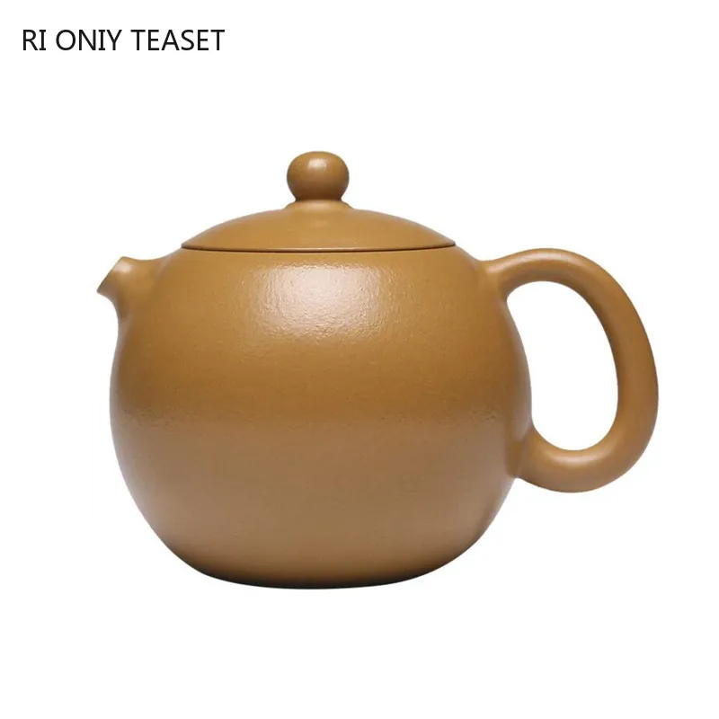 

210ml Yixing High-end Purple Clay Teapot Famous Handmade Xishi Tea Pot Raw Ore Gold Vermilion Mud Kettle Chinese Zisha Tea Set