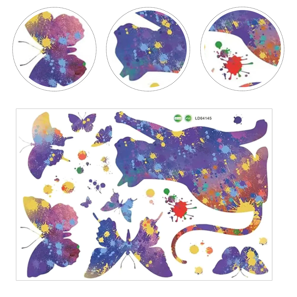 

Wall Decal Sticker Kids Stickers Wallpaper Room Paper Bedroom Cat Walll Cartoon Removable Nursery Decorative Adhesive Stick Peel