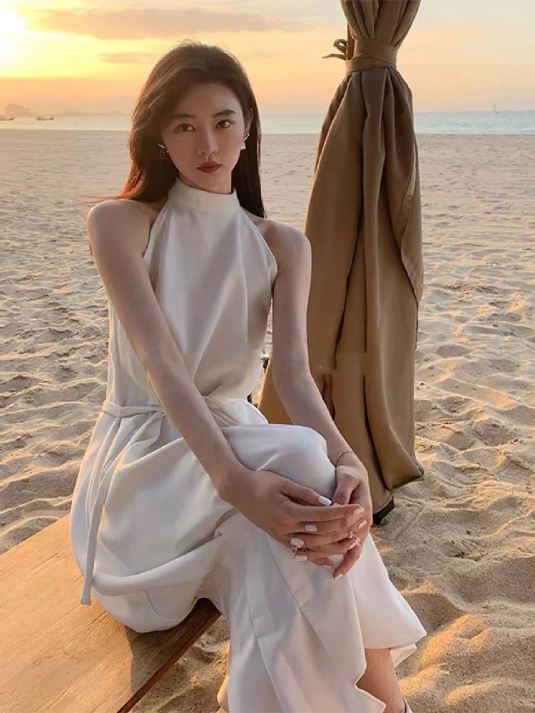 

Summer Shirt Dress Evening Female Vintage Dress Party Sundress Oversize Sleeveless Beach Women Dresses Robe Vestido Prom