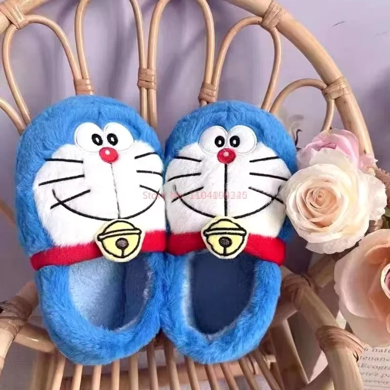 Doraemon зимние хлопковые тапочки с героями мультфильмов милые шлепанцы домашние на