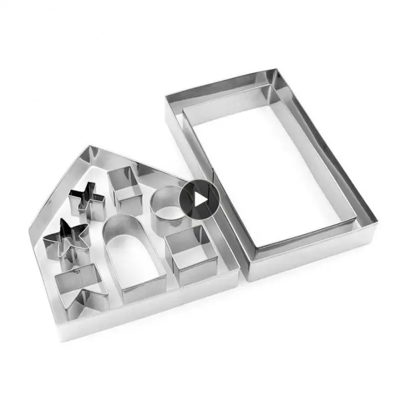 

2018 Hot New 3D Christmas Cookie Cutters Set Gingerbread House Stainless Steel Cake Biscuit Fondant Cutters Mold Baking Tools