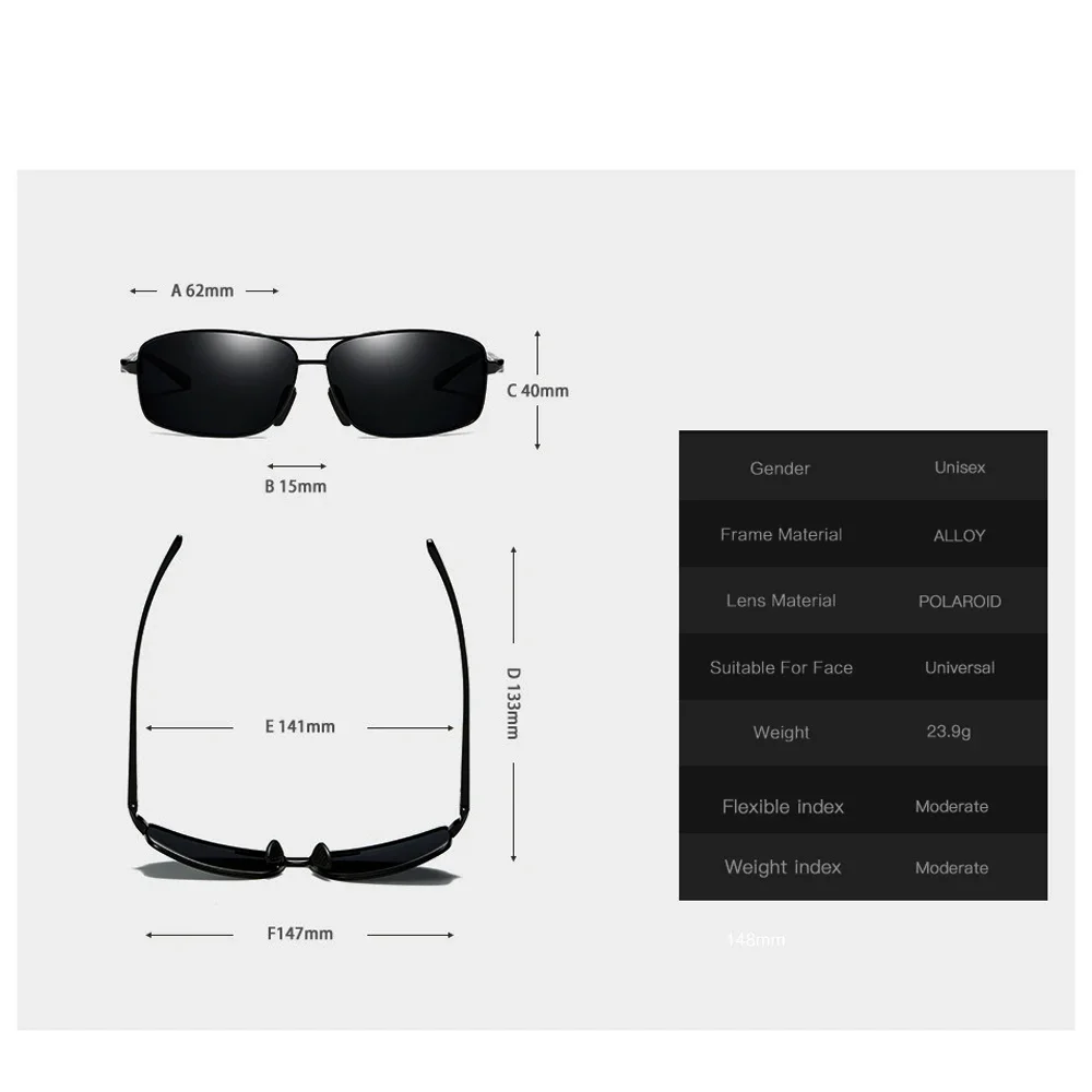 Высококачественные прямоугольные водительские солнцезащитные очки-авиаторы