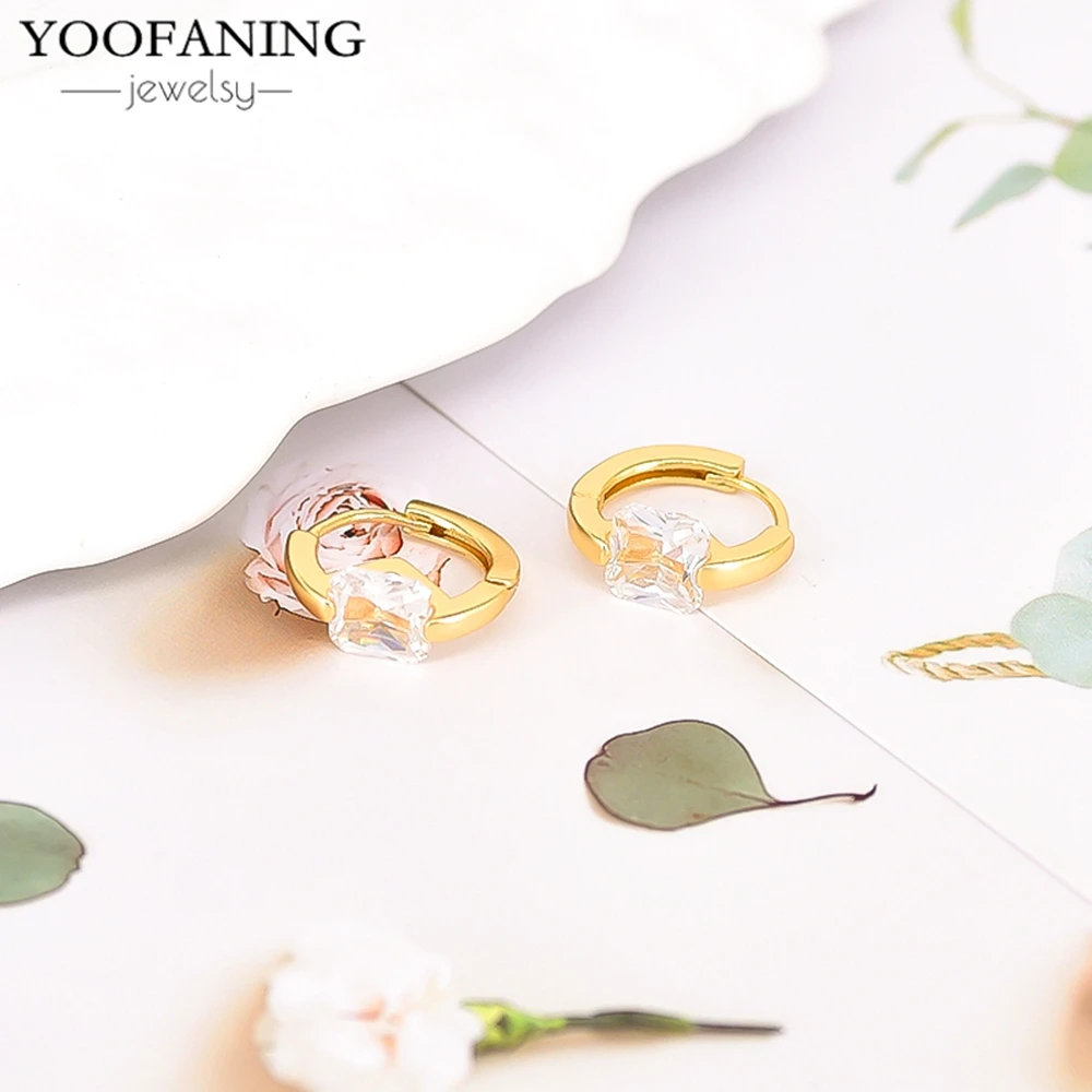 YOOFANING Серьги-кольца из серебра 925 пробы с белыми цирконами, модные и роскошные, золотая серия, элитные женские украшения. (art.: 3920dd1d19bed) - 3920dd1d19bed