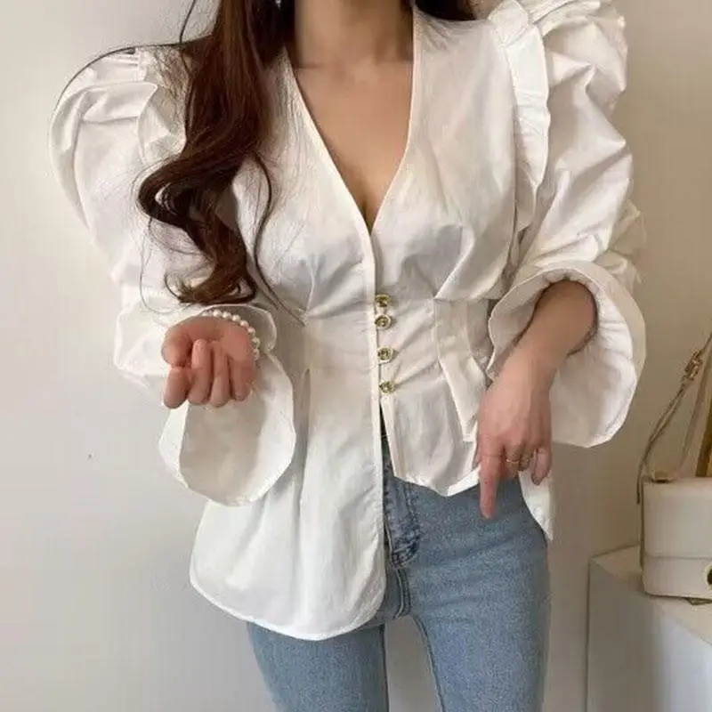 Рубашка в стиле гранж эстетичная асимметричная 2024 стильные бандажные блузки