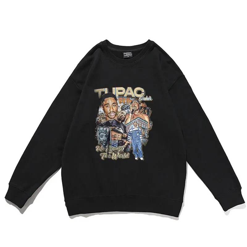 

Hot Sale Harajuku Rapper Hip Hop Tupac 2pac Print Streetwear Novelty Men Sweatshirt Man Woman Fashion Vintage Cool Sweatshirts