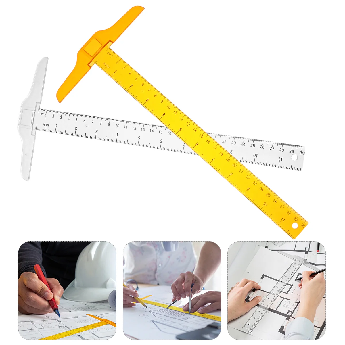 

2 Pcs Clear Frame Transparent Measuring Straight Ruler Drawing Supplies