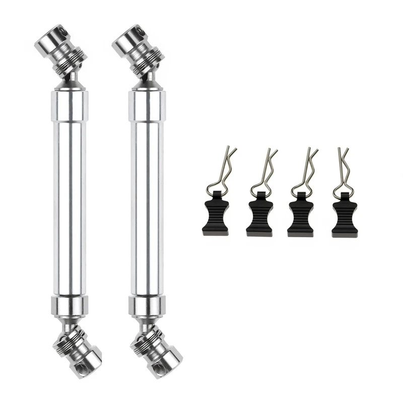

2 Set RC Car Part: 1 Set R-Type Body Shell Clips Pin With Aluminum Mount Set & 1 Set Metal CVD Drive Shaft 110-160Mm