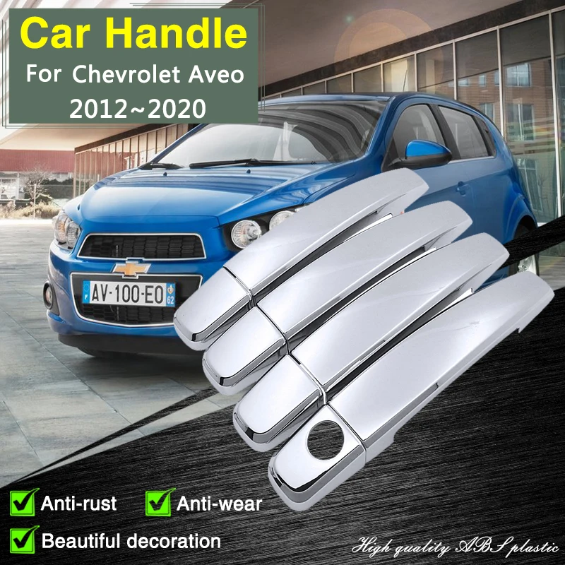 for Chevrolet Aveo Sonic Barina 2012~2020 Chrome Door Handle Cover Car Accessories Rustproof Styling Creative Trim Body Stickers