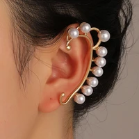 korean fashion gold color pearl flower butterfly clip earrings for women girl cute ear cuff clip without piercing jewelry gift