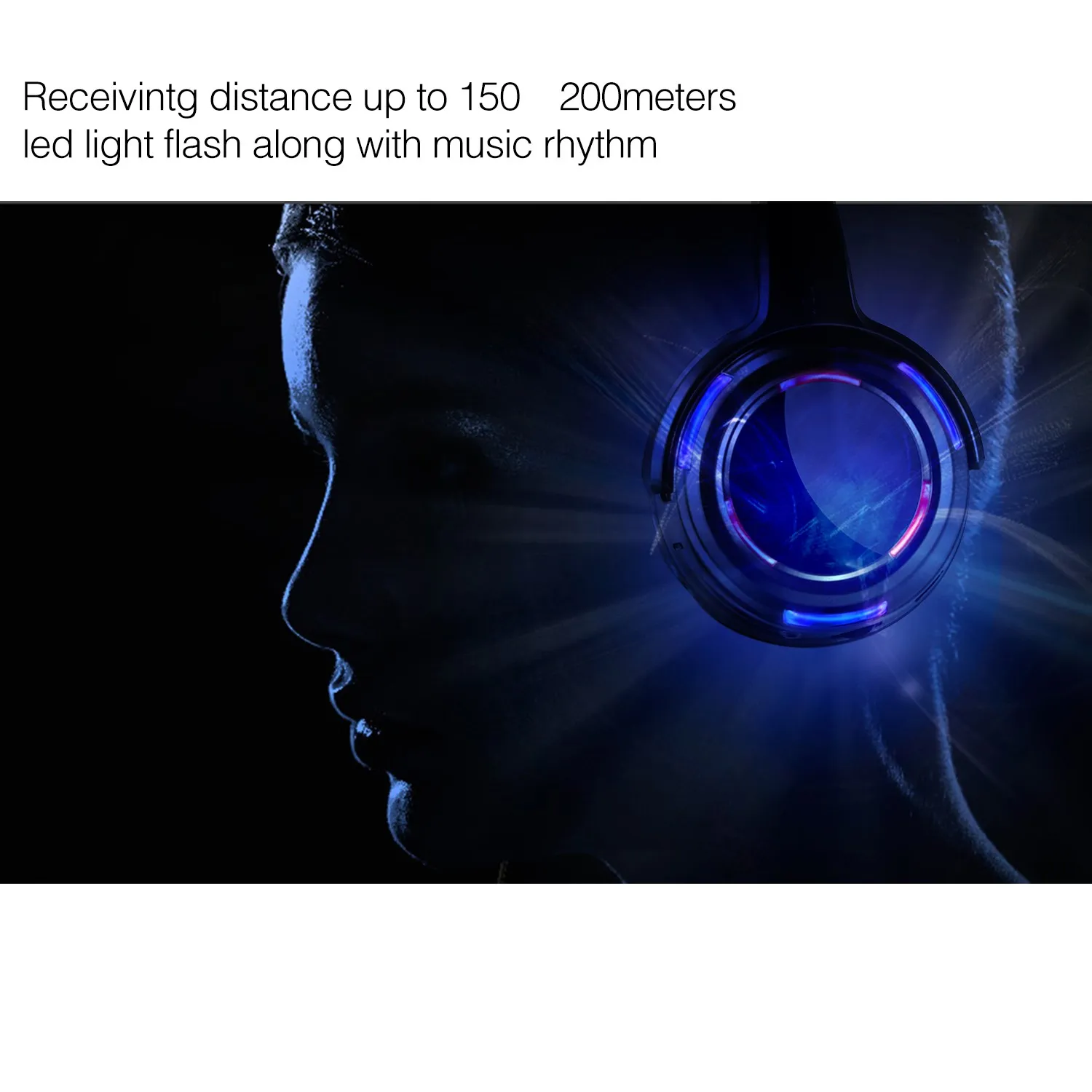 Бесшумные диско-наушники - светодиодная световая звуковая система беспроводные