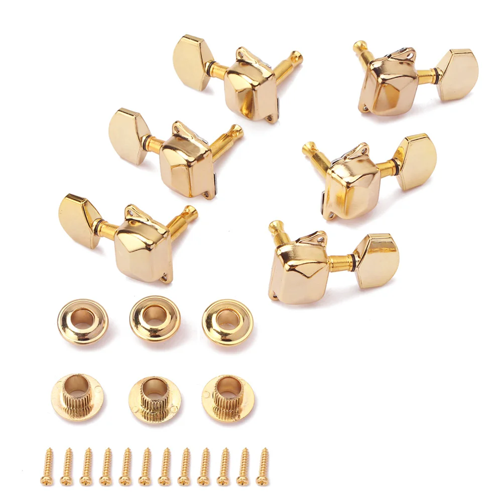 

3L Enclosed String Tuning Pegs Tuner Machine Heads Gold Plating with Screws for ST/ Guitar