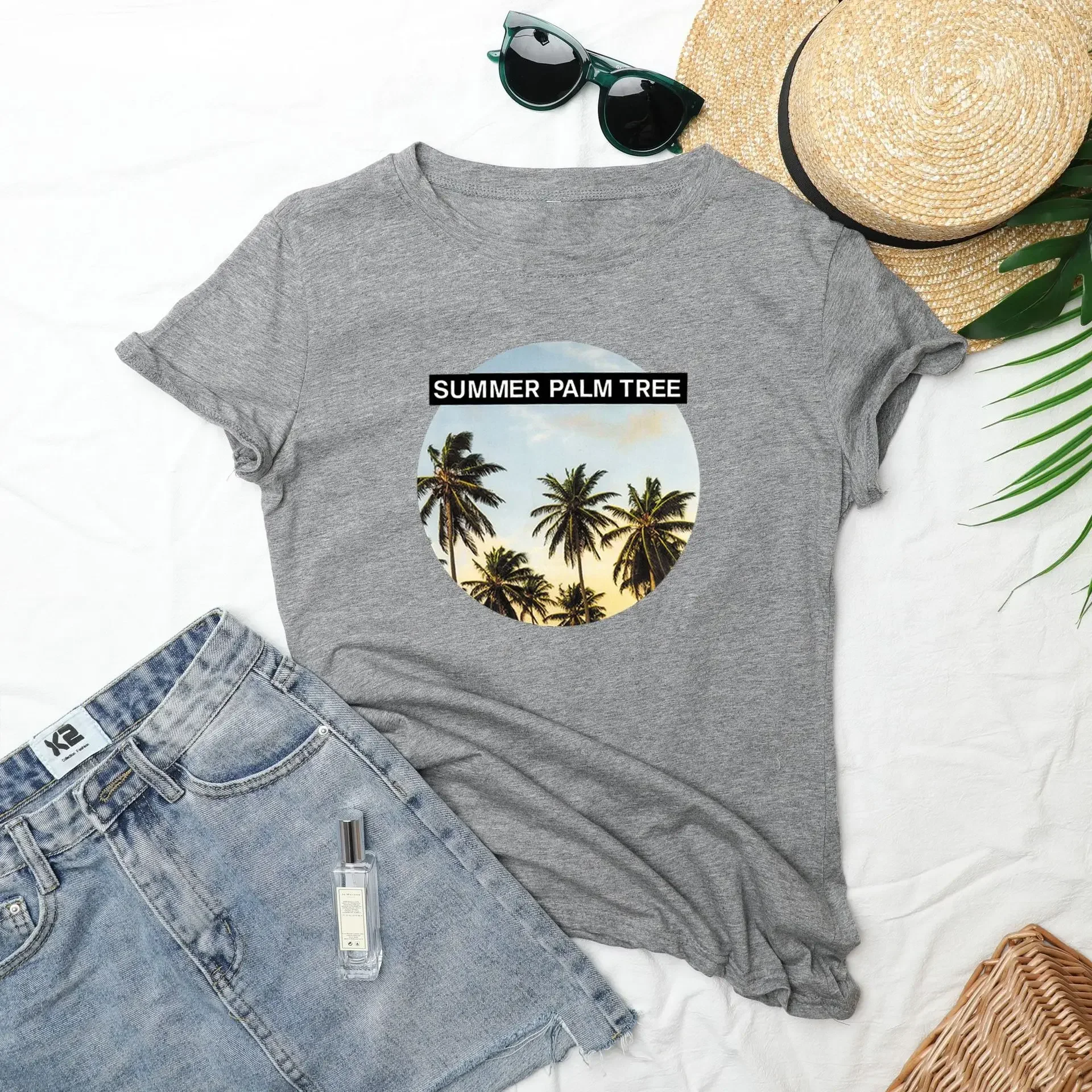 

Футболка с коротким рукавом и пляжным принтом, Черная