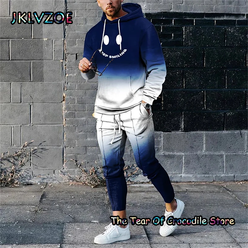 Newest Funny Smiley Hoodie Sets For Men Winter Autumn Male Suit 3D Print Casual Harajuku Sweatshirt Unisex Hoody Pullover Clothi