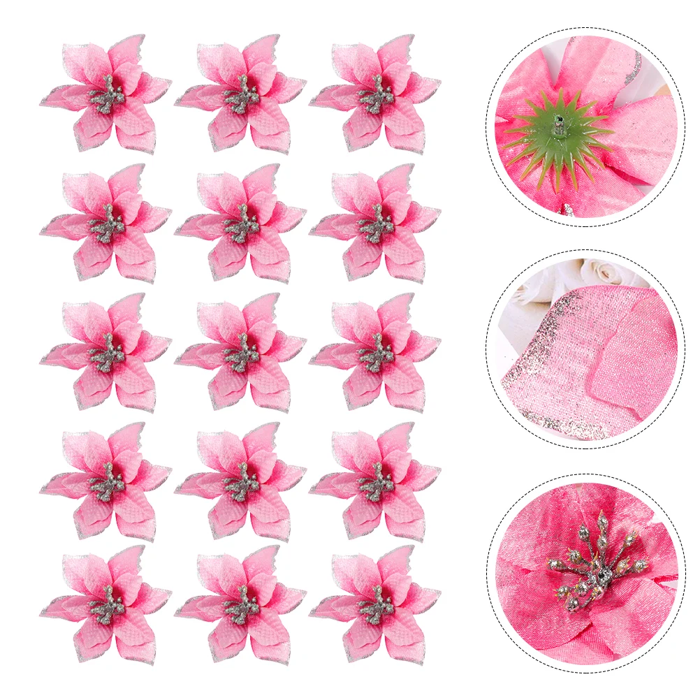 

Flowers Christmas Poinsettia Tree Decorationsartificial Flower Glitter Fakepoinsettias Delicate Pointsettasfestival Silk
