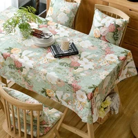 printed flower rectangular table clothes party decoration dining tables cover polyester linen wedding manteles tablecloths