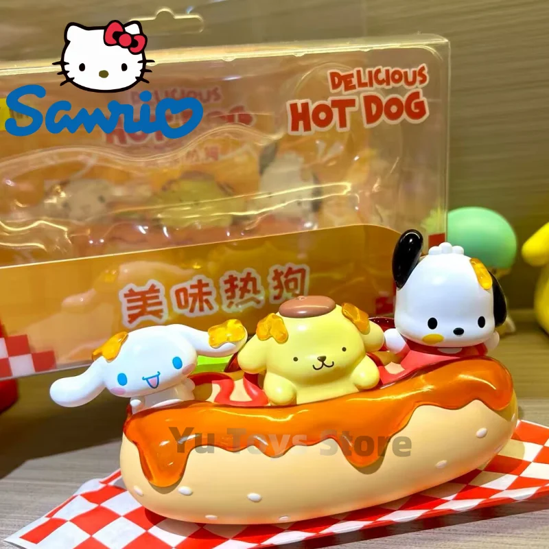 

New Sanrio Hot Dog Series Cinnamoroll Pompom Purin Pochacco Figure Anime Cartoon Figurines Pvc Model Statue Doll Toy Kid Gift