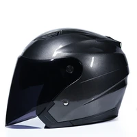 34 motorcycle helmet half cover type men and women double mirror half helmet black retro motorcycle shell helmet