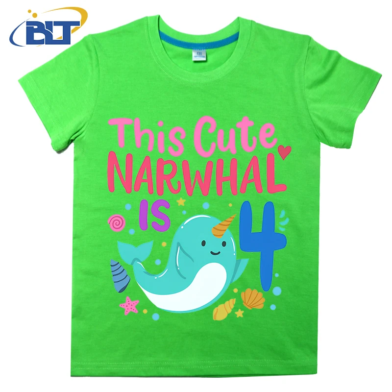 Детская Хлопковая футболка с принтом коротким рукавом