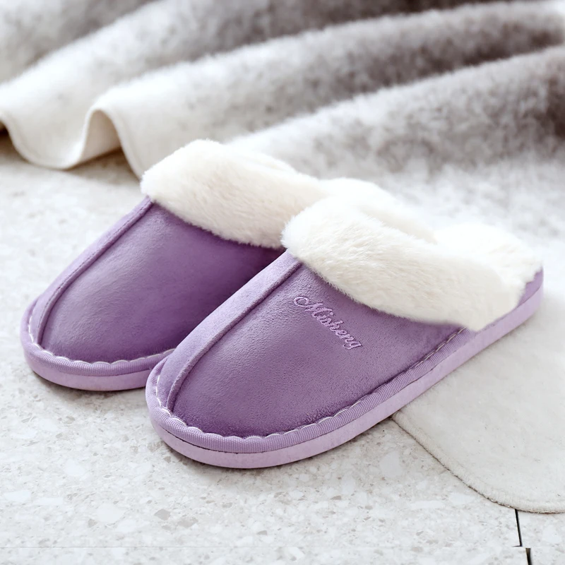 Original Winter Slippers Furry Warm Home Men Flat Slipper Light Soft Comfortable Women's Cotton Shoes 2022 Indoor Plush Slippers