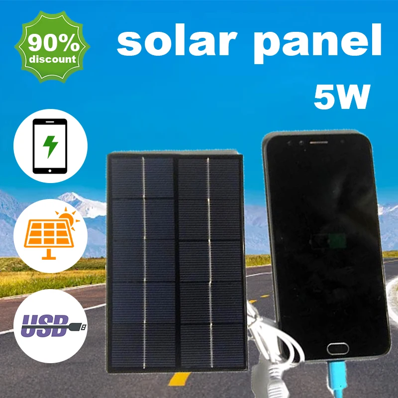

5W Portable Solar Panel 5V USB for Cell Phone MP3 Baterry Hiking Camping Traveling Stable Solar System Safe Charger Outdoor