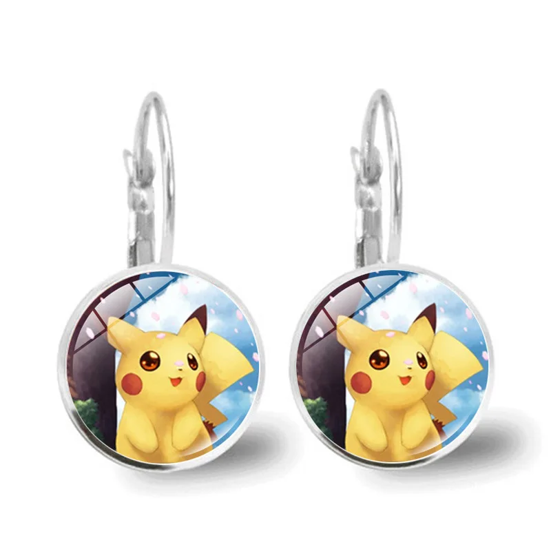 Серьги-гвоздики из эпоксидной смолы с изображением животных Пикачу |