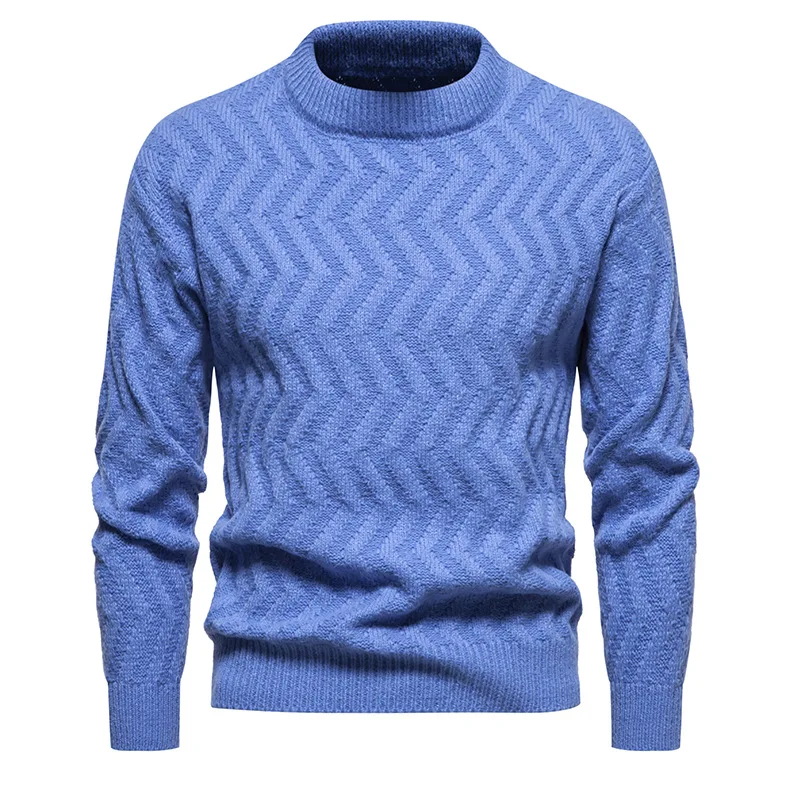 

Мужской Стильный однотонный пуловер с круглым вырезом