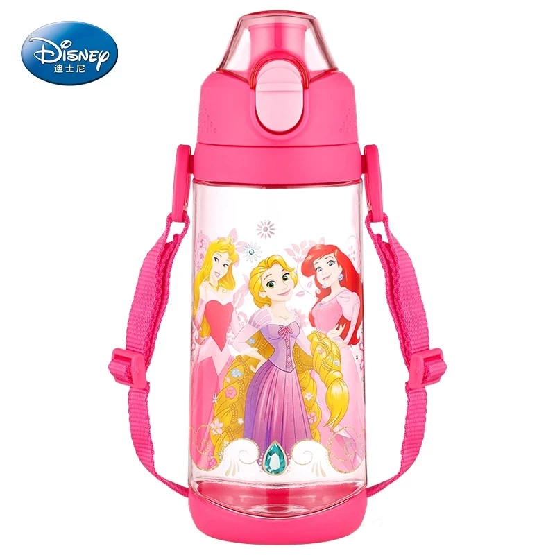 Disney  Princess Water Bottle with Straw Disney Spider-Man Mickey Sophia  School Water Bottle for Kids gift