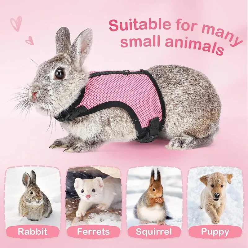 

Mesh Breathable Rabbit Harness and Leash Set for Rabbits Ferrets Bunny Accessories Cat Rope Harnesses Pet Supplies arnes conejo