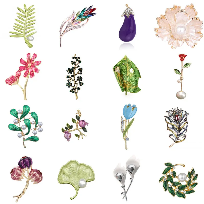 

High-end fashion exquisite rhinestone drip oil fruit plant bouquet ladies clothing accessories brooch
