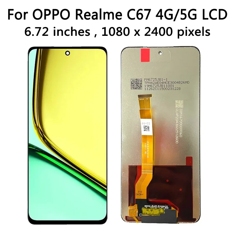 Фото 6,72-дюймовый IPS ЖК-дисплей для OPPO Realme C67, ЖК-экран + сенсорная панель, дигитайзер в сборе, C67 4G RMX3890, рамка дисплея №3