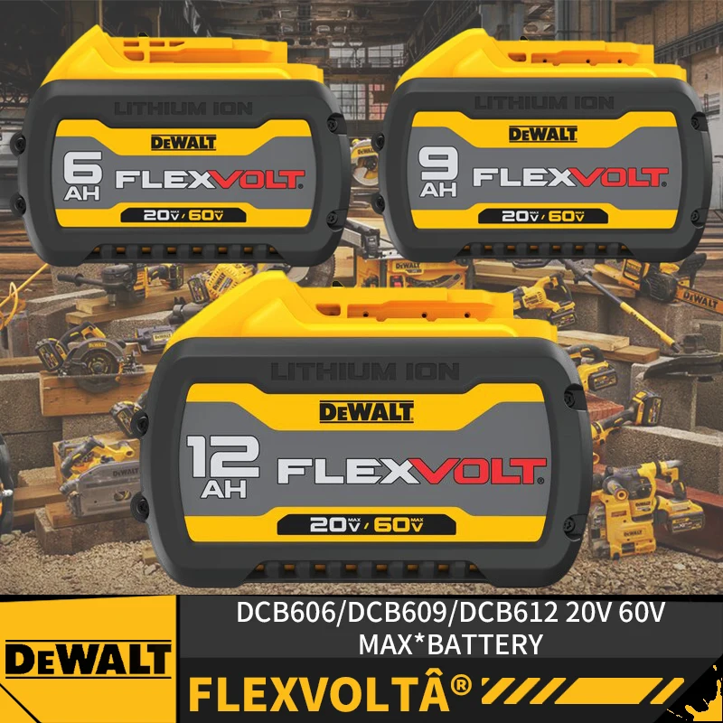 

DEWALT FLEXVOLTA DCB612 DCB609 DCB606 60V 20V 12AH 9.0AH 6.0AH Lithium Ion Battery Pack For DEWALT Lithium Battery Power Tools