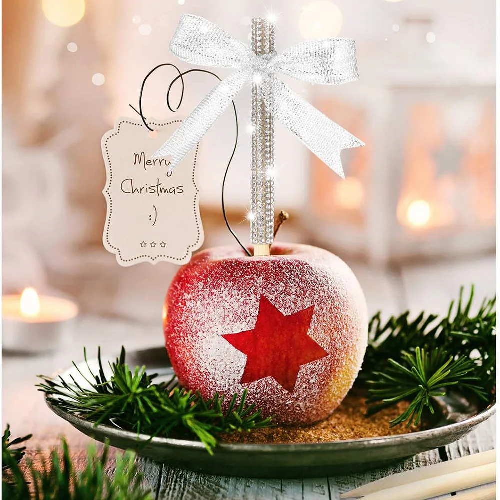 

Christmas Apple Decoration Stick Set DIY Handmade Candy Cellophane Bamboo Sticks Home Decor Accessories