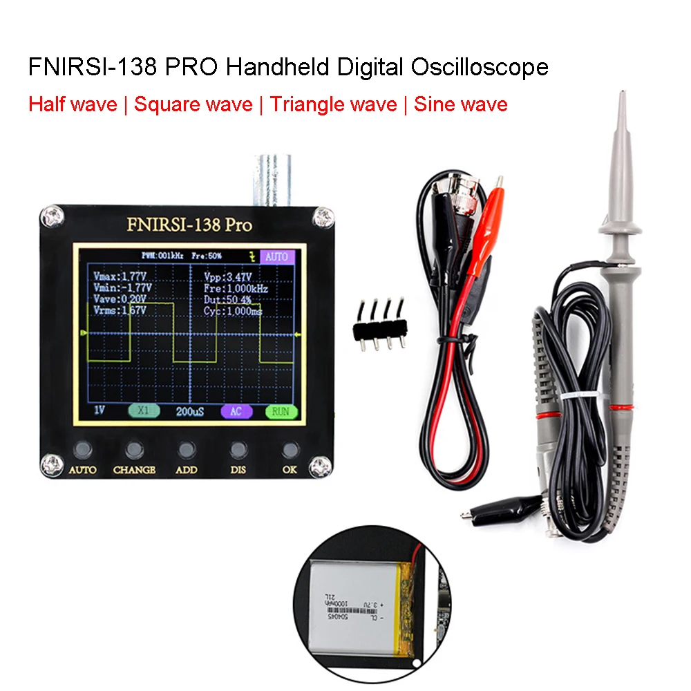 

FNIRSI-138 PRO Digital Oscilloscope 2.5MSa/s 200KHz Analog Bandwidth Support AUTO,80Khz PWM Oscilloscope Signal generator