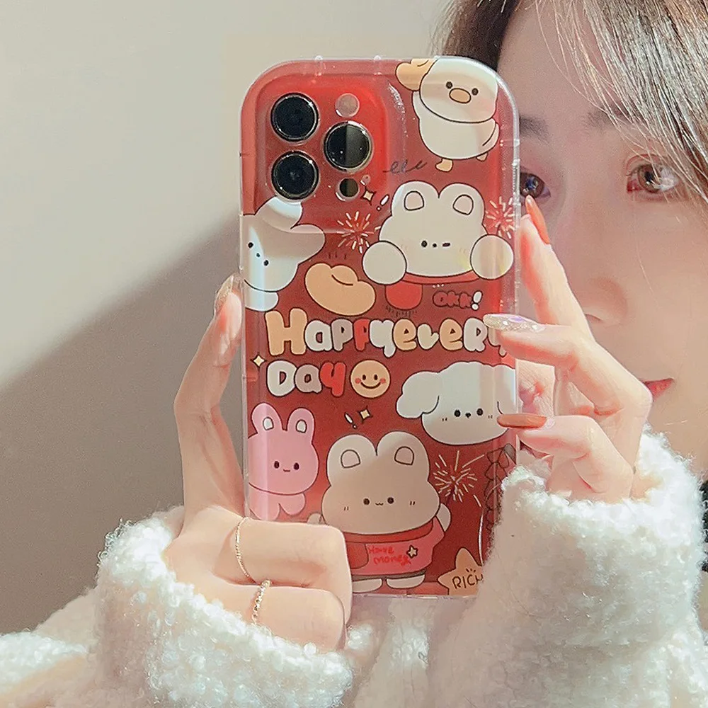Lovely Rabbit Fireworks Phone Case For Iphone 14 13 12 11 Pro Max X XR XSMAX 7 8 Plus SE TPU Case Cover New Products