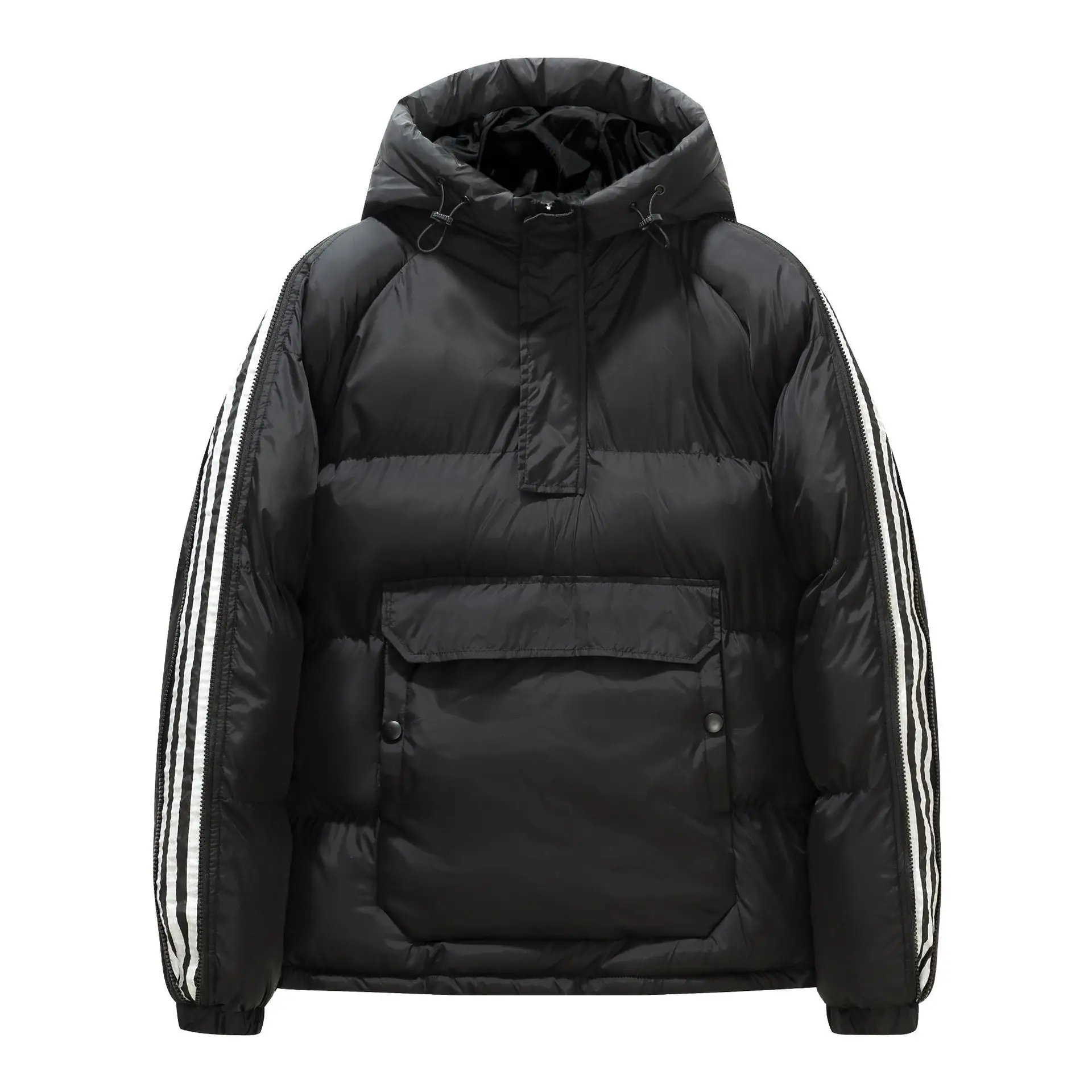 LUCLESAM Men's Double Zipper Cotton Pullover Jackets Stitching Large Pocket Thicked Down Jacket Winter Korean Casual Warm Coats