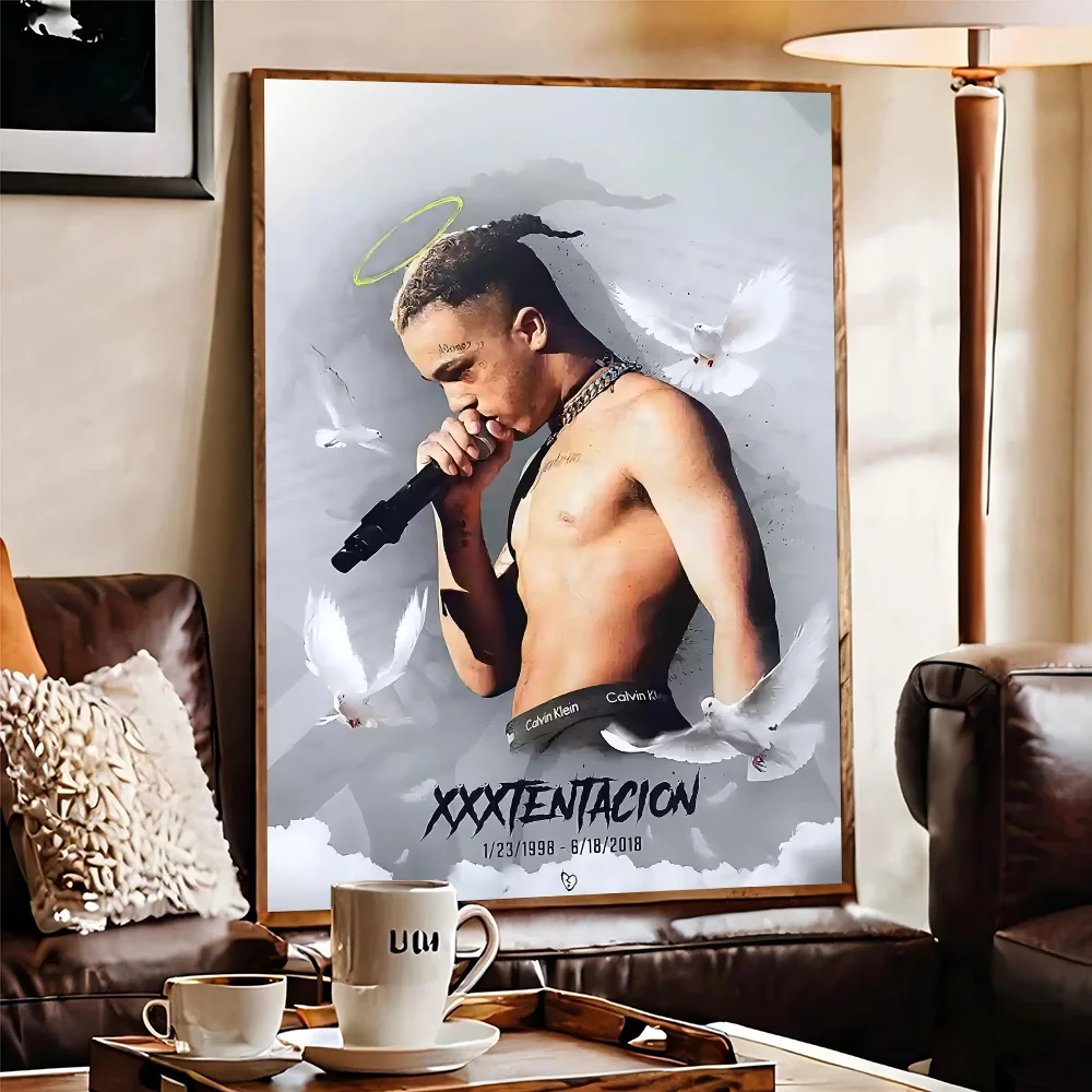 X-XXXTENTACION Hot Rapper Anime Posters Sticky Decoracion Painting Wall Art White Kraft Paper Decor