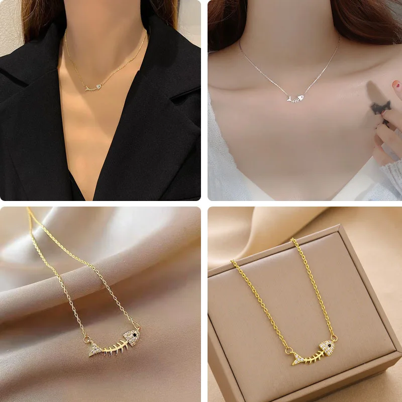 

ins fishbone necklace new collarbone chain female Korean temperament collarbone chain cold wind necklace female senior sense