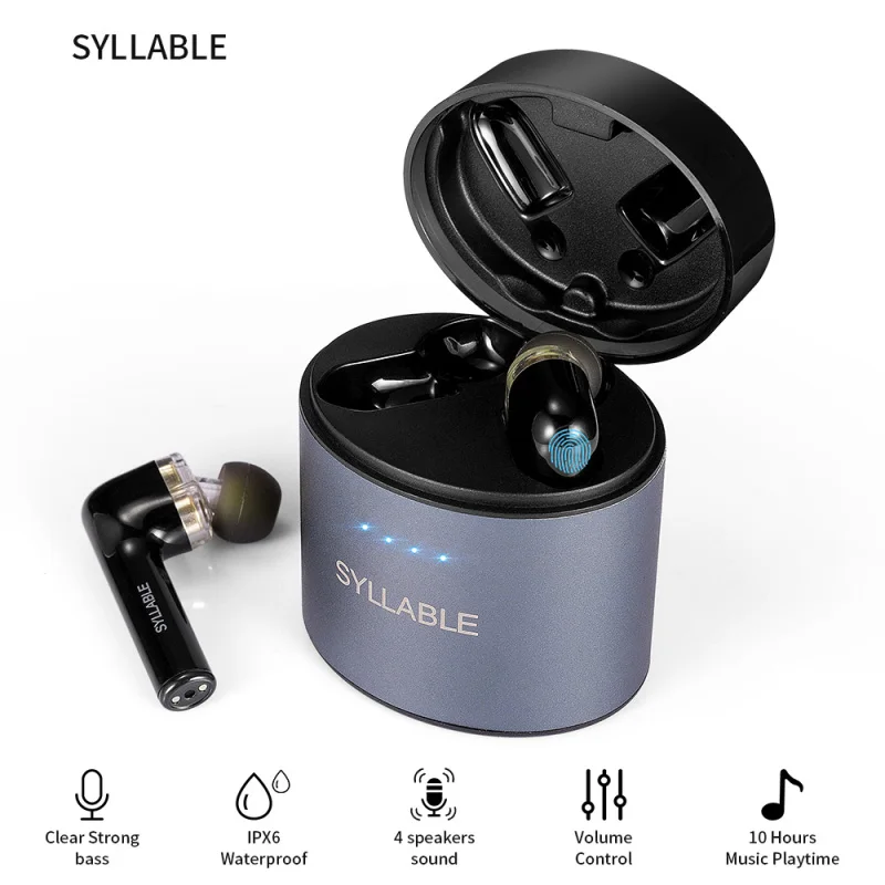 

SYLLABLE S119 TWS headphones 4 Speaker Sound Strong bass of QCC3020 chip 10 hours headset Noise Cancelling S119 Volume control