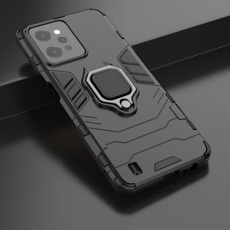 For Realme C31 Case for Realme C31  Cover Hard Shell Ring Stand Holder Shockproof Bumper Armor Back Phone Cover for Realme C31