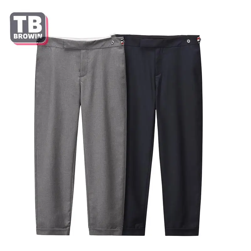 

Мужские костюмные брюки Tb Browin Thom, Классические деловые повседневные брюки в полоску в Корейском стиле, приталенные деловые брюки, не требующие глажки