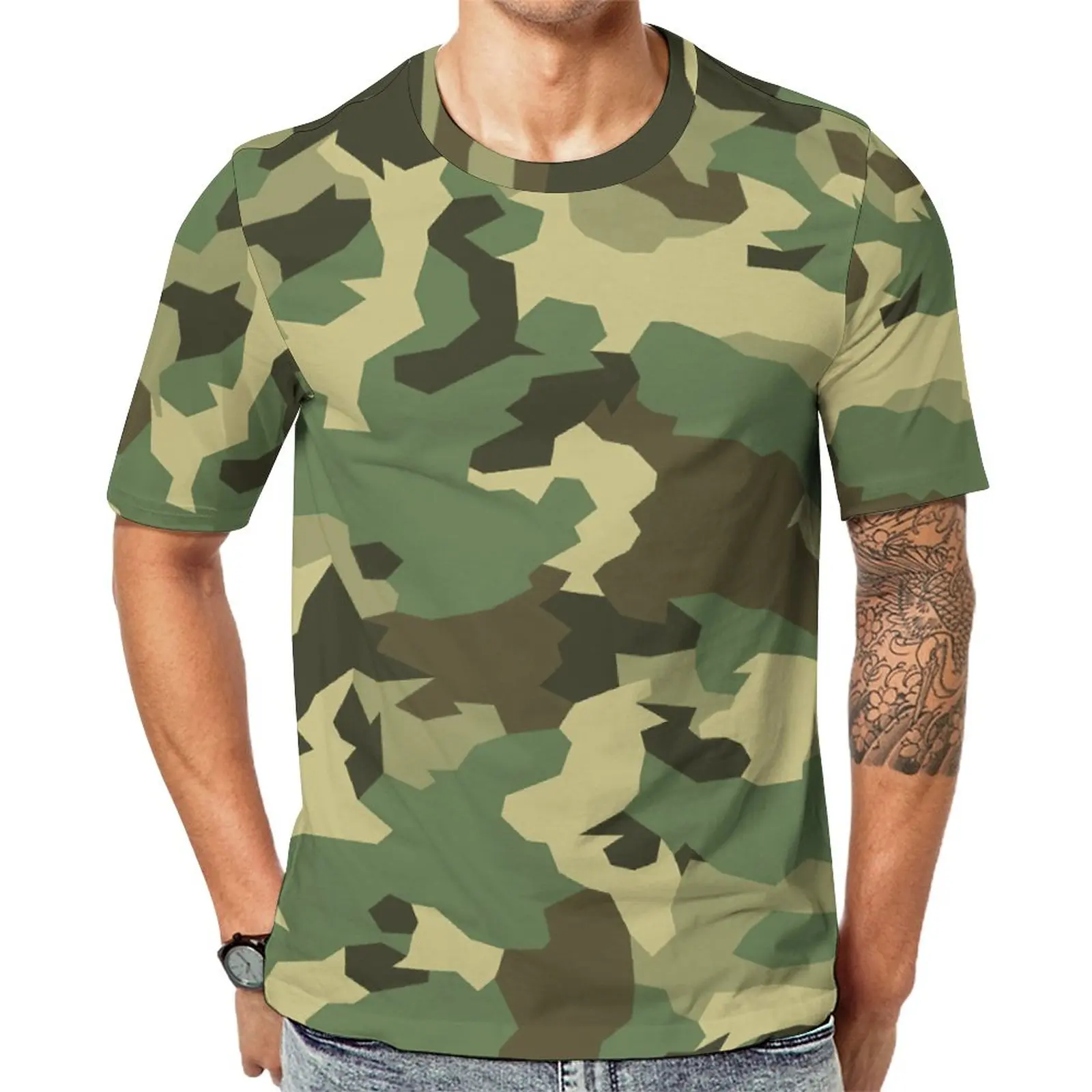 

Classic Camo T Shirt Camouflage Military Design Army Harajuku T Shirts Short-Sleeved Graphic Tops Hot Summer Fun Oversized Tees