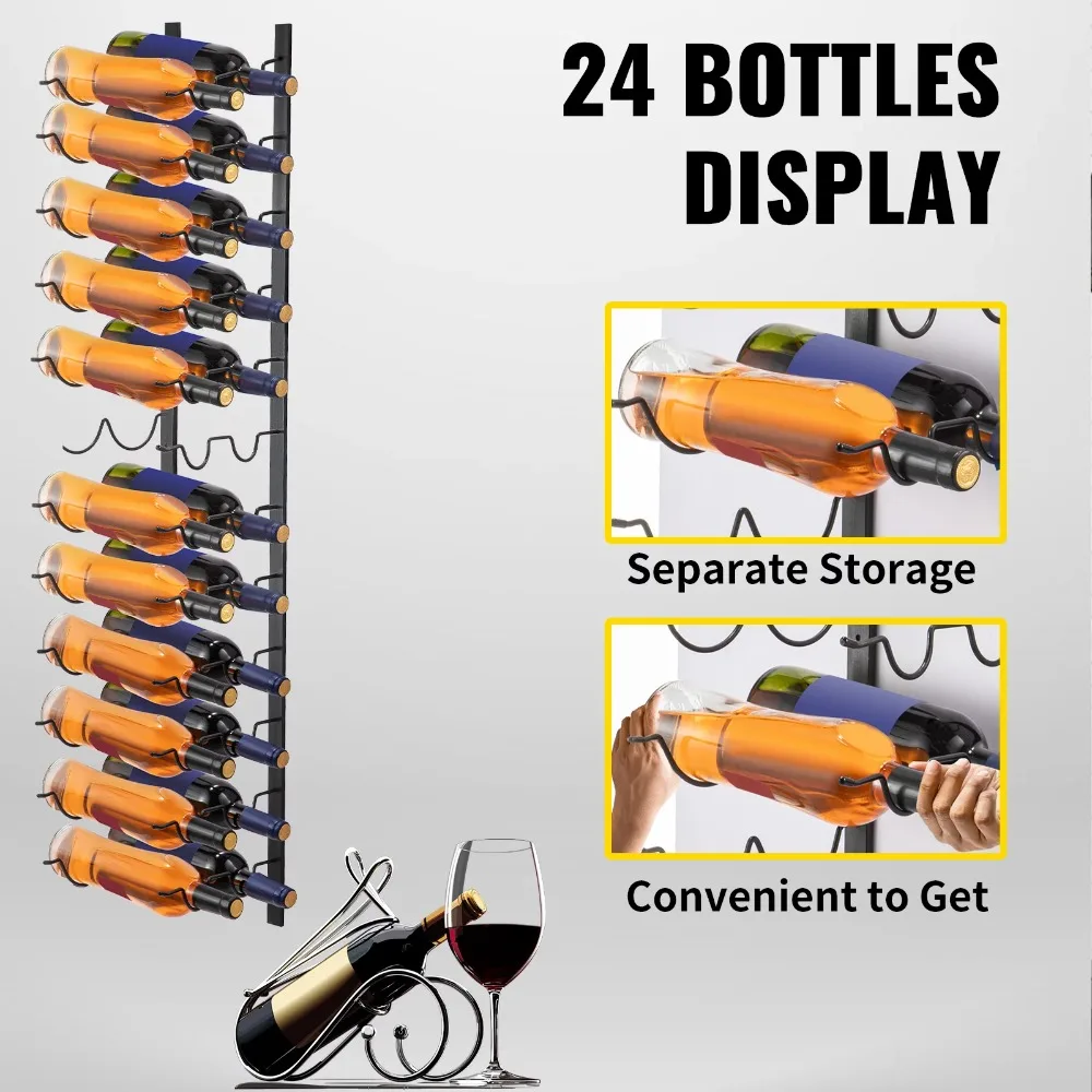 

Wall Mounted Wine Rack,12x2 Bottles Wine Holder Towel Rack, Steel Vertical Wine Rack, Modern Decorative Wall Mounted Wine Holder