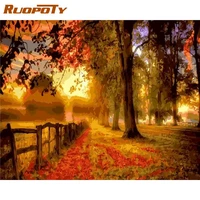 ruopoty pictures by numbers autumn landscape frame painting by numbers on canvas diy home decoration diy gift 40x50cm