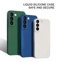 square liquid silicone case for samsung galaxy s22 s22 plus s22ultra soft cover soft microfiber lining